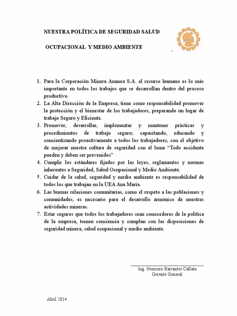 ¿Qué es la política de seguridad y Salud en el trabajo?