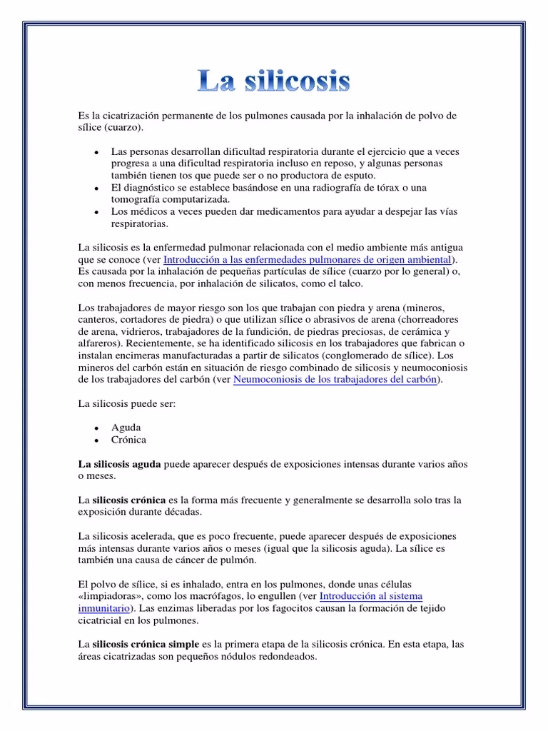 ¿Cuáles son los riesgos de la silicosis?