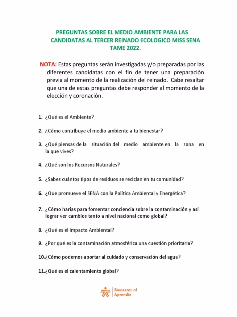 ¿Qué son las preguntas sobre el medio ambiente?