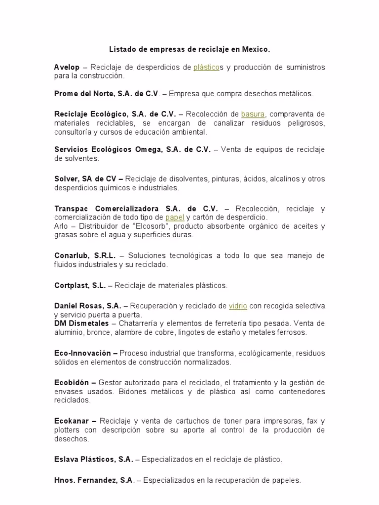 ¿Cuántas empresas relacionadas con el reciclaje de plásticos hay en México?
