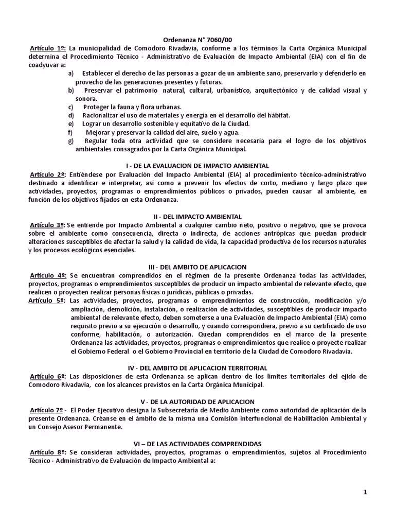 ¿Cuáles son las Ordenanzas de medio ambiente?