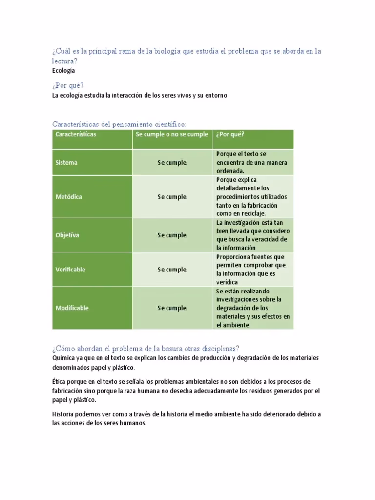 ¿Cuál es la rama de la biología que estudia el problema de la basura?