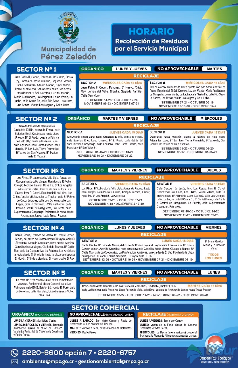 ¿Cuáles son los horarios de funcionamiento de los reciclables?