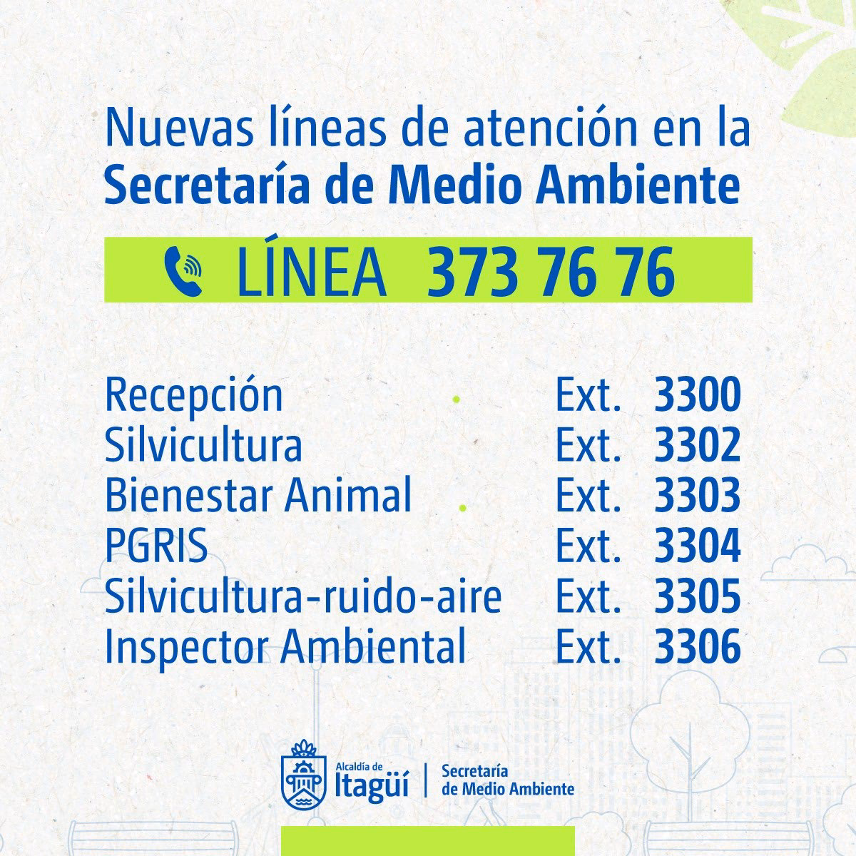 ¿Cuál es el número de la Secretaria de ambiente?