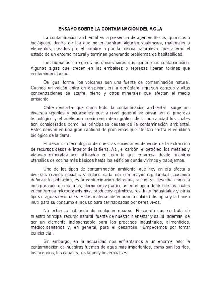¿Qué es el ensayo contaminación del agua?