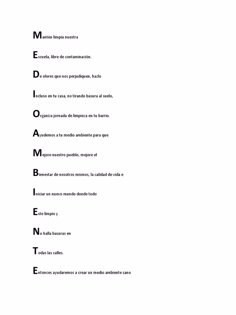 ¿Cuántos poemas hay de acróstico de medio ambiente?