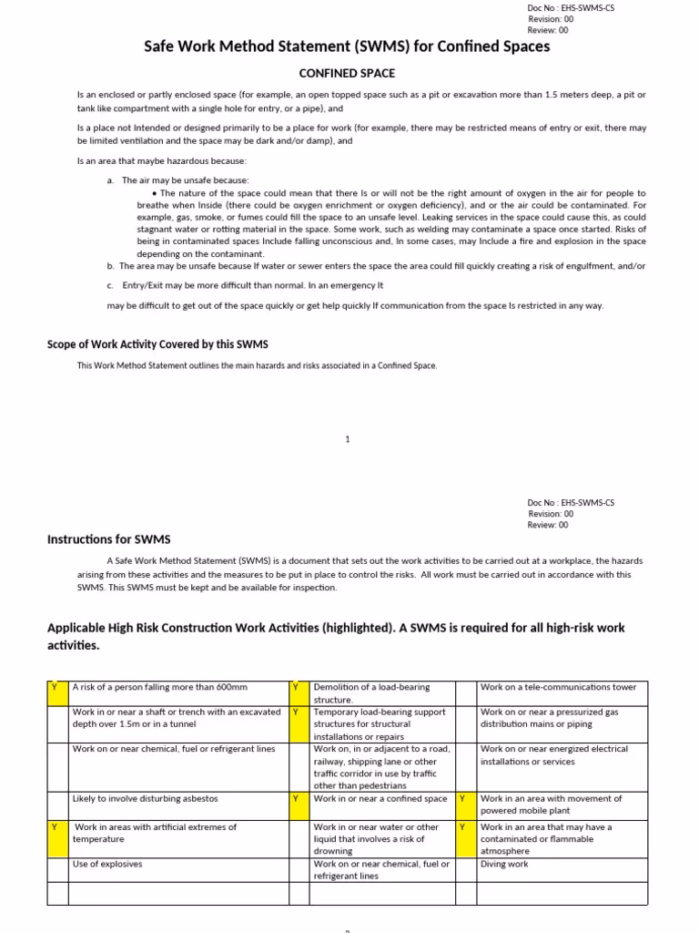 What is a safe work method statement (SWMS)?