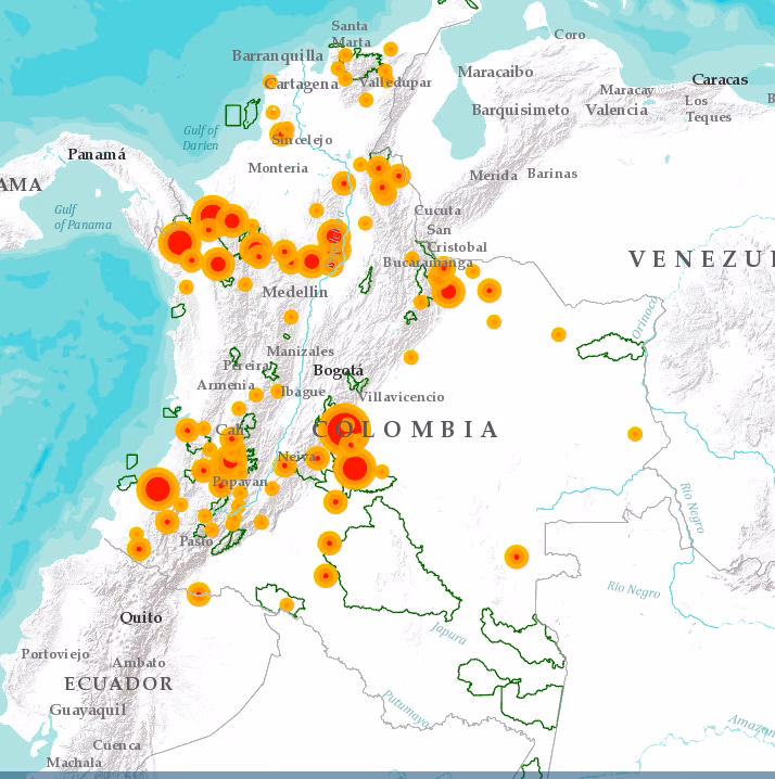 ¿Cuántas zonas están concentradas las FARC?